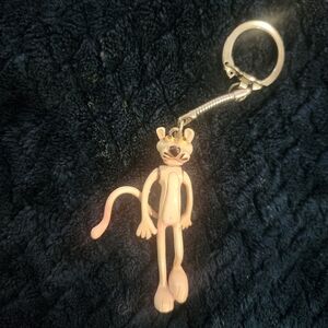 Vintage Macgeoffrey 1978 Pink Panther Metal Movable Keychain 2"